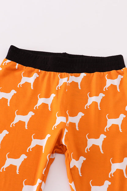 Orange Tennessee bamboo ruffle pajamas set