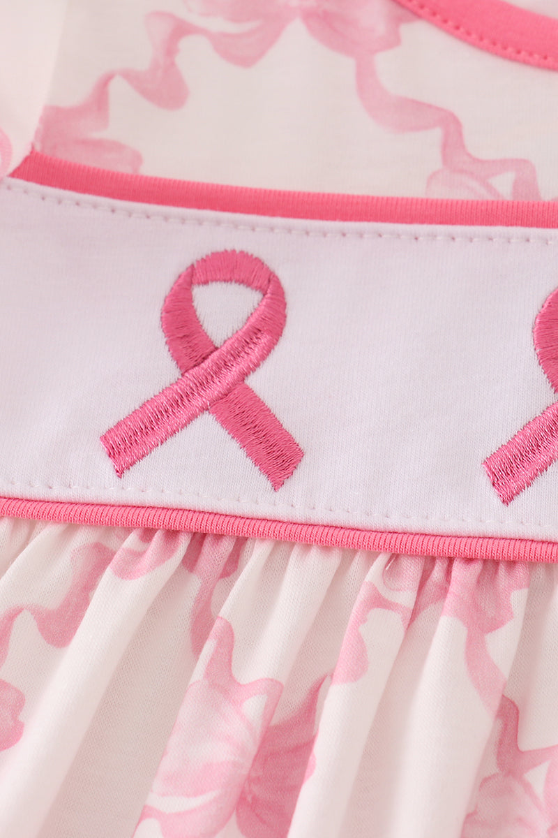 Pink bow tie embroidery ruffle bloomer set