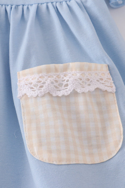 Blue pumpkin french knot ruffle shorts set