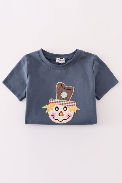 Navy scarecrow applique pants set