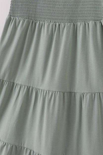 Sage smocked tiered mom dress