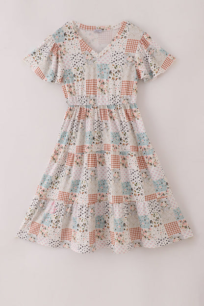 Fall floral print mom dress