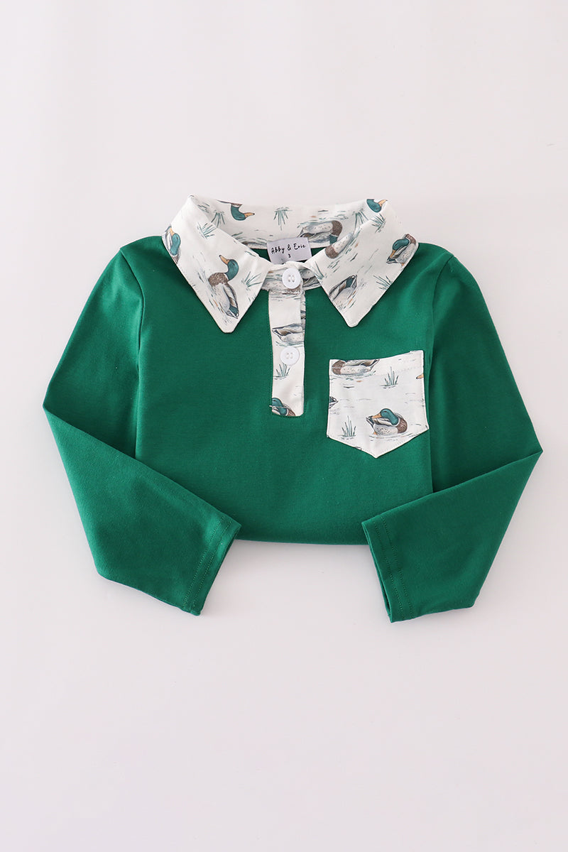 Green duck print pants set