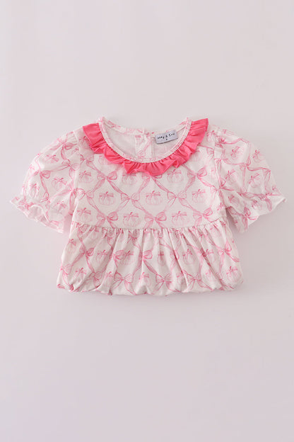 Pink bow tie pumpkin print dress