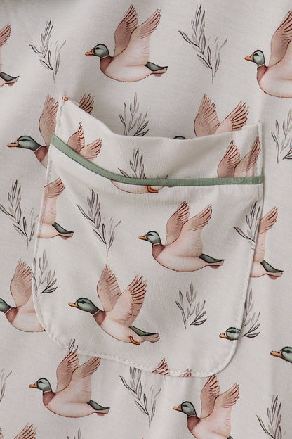 Green duck print bamboo mom pajamas set