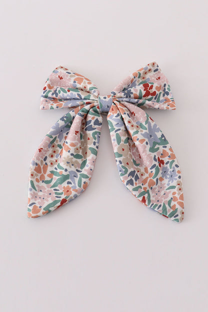 Blue floral print sailor bow