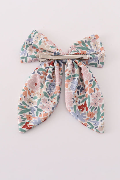 Blue floral print sailor bow