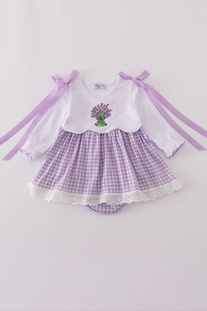 Lavender ribbon lace embroidery gingham bubble