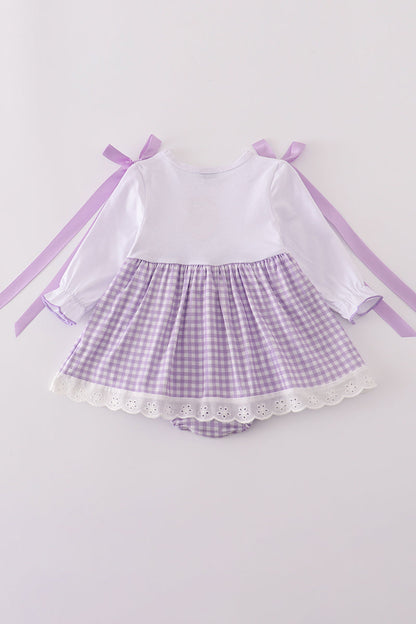 Lavender ribbon lace embroidery gingham bubble