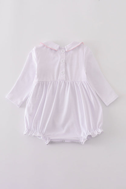 Pink bow smocked bubble