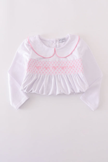 Pink bow smocked pants set