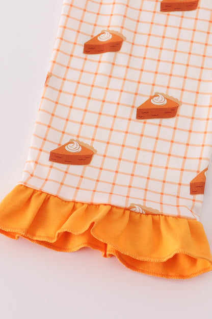 Cream sweet as pie print ruffle pajamas set