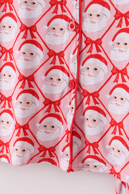 Red santa claus print bamboo mom pajamas  pants set