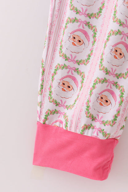 Pink santa claus mom pajamas pants set