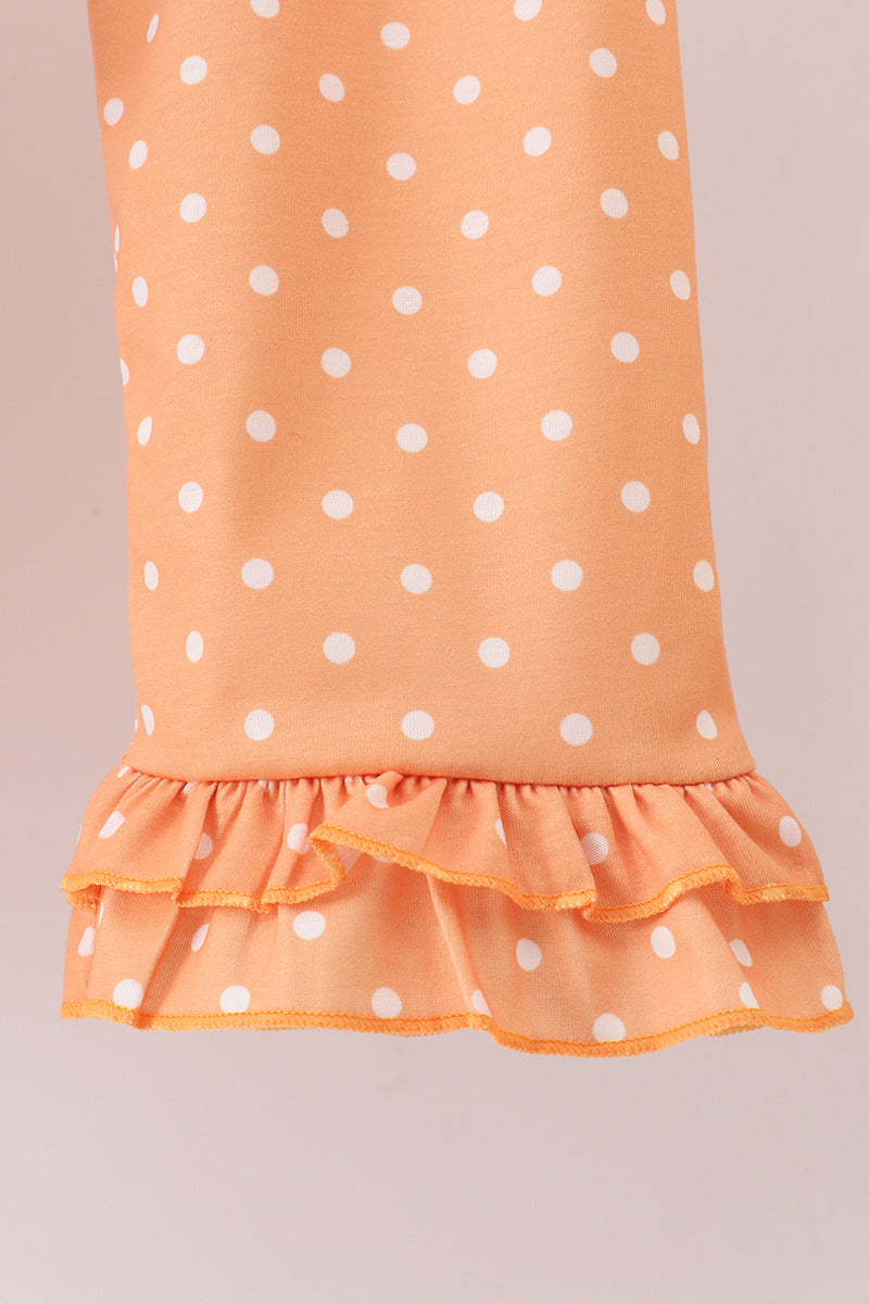 Blue christmas character embroidery ruffle pants set