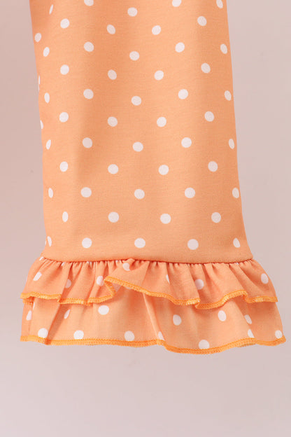 Blue christmas character embroidery ruffle pants set