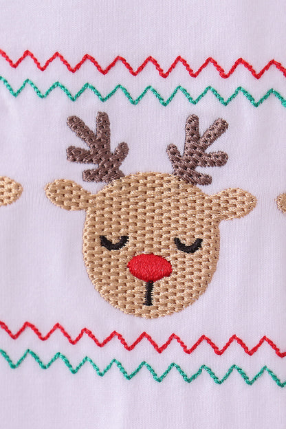 White deer embroidery bloomer set