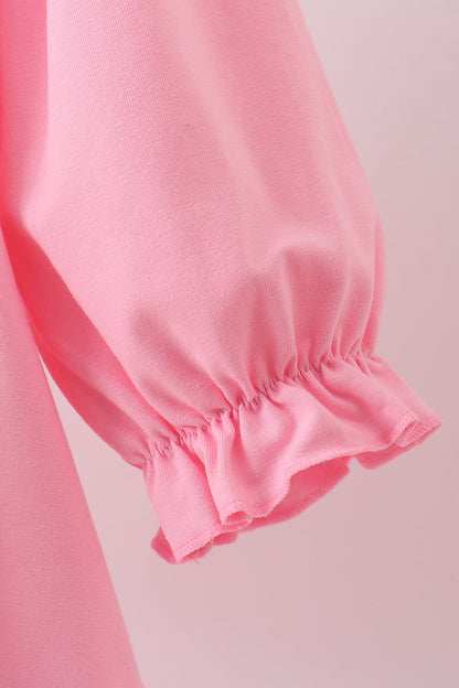 Pink christmas tree smocked ruffle pants set