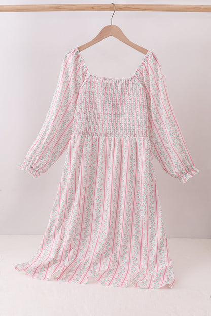 Floral tulip smocked mom dress