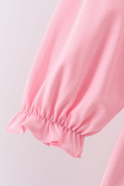 Pink animal smocked ruffle pants set