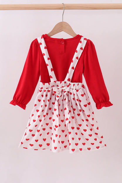 Red heart applique ruffle 2pc set