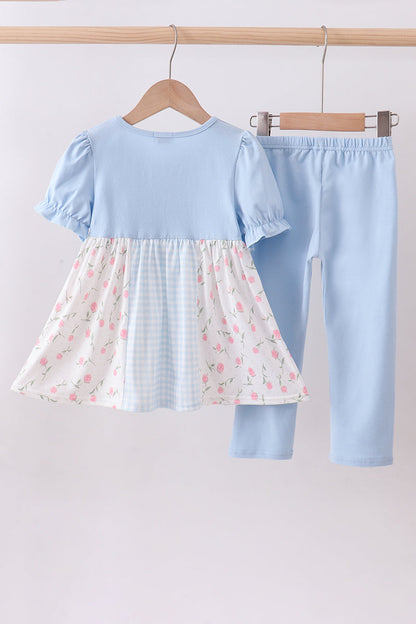 Blue floral pants set
