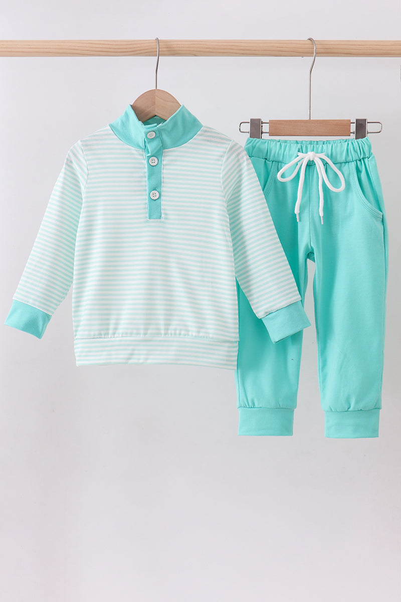 Blue stripe pants set