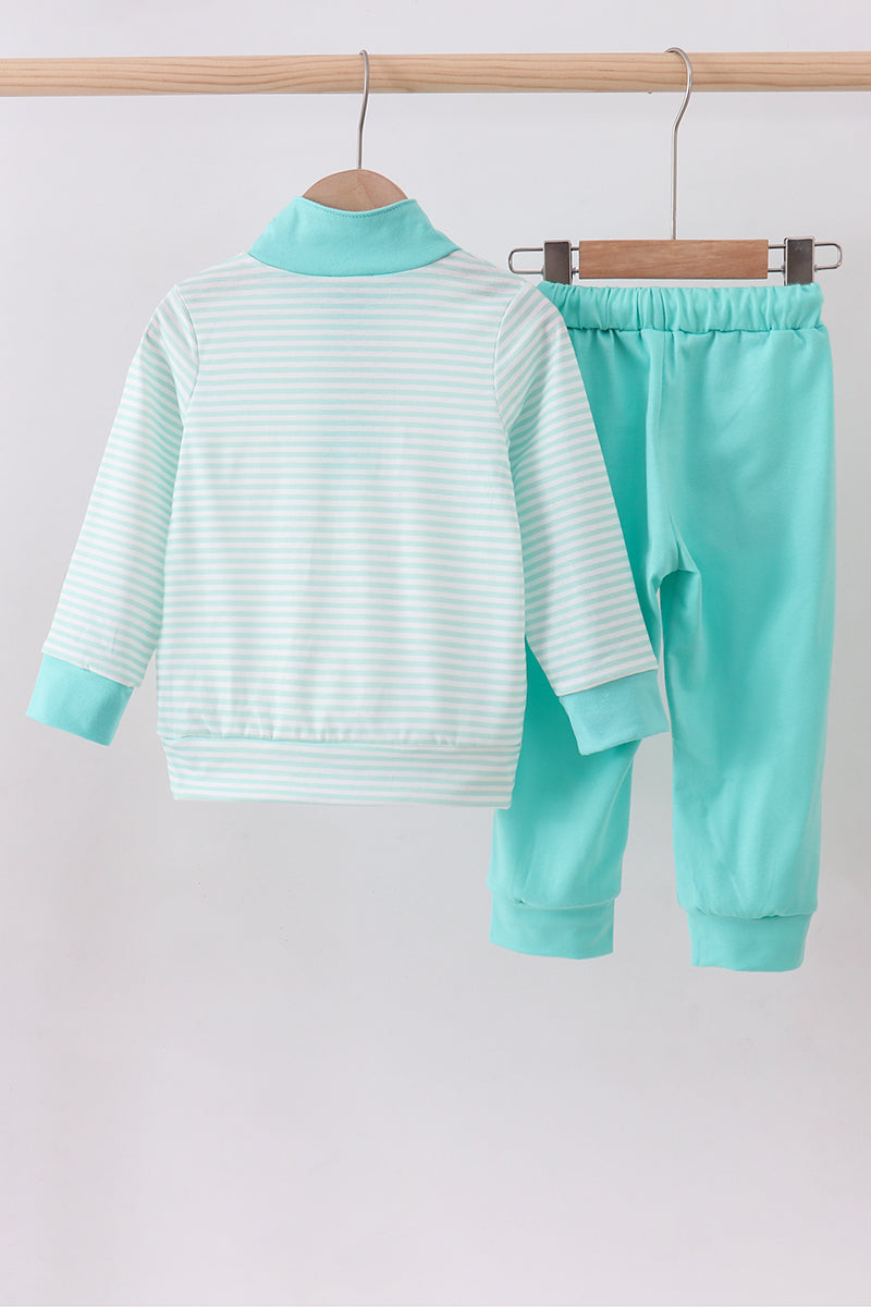 Blue stripe pants set