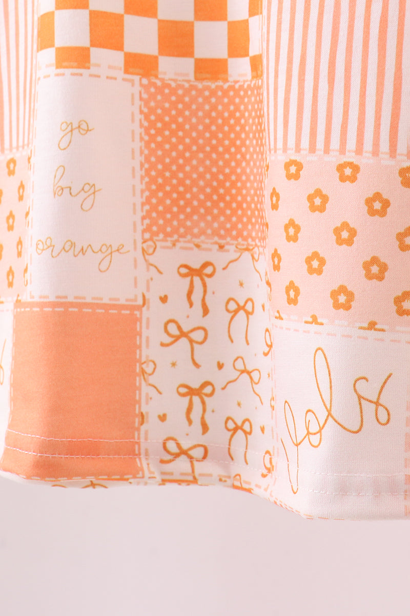 Orange Tennessee patchwork ruffle shorts set