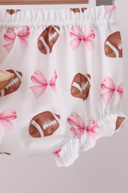 Game day football applique bloomer set