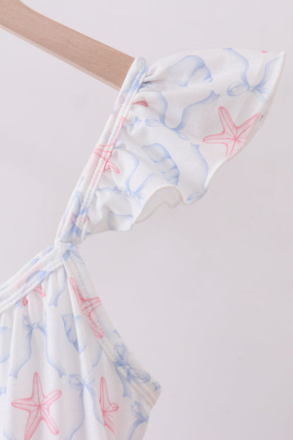 Blue starfish shell tiered women dress