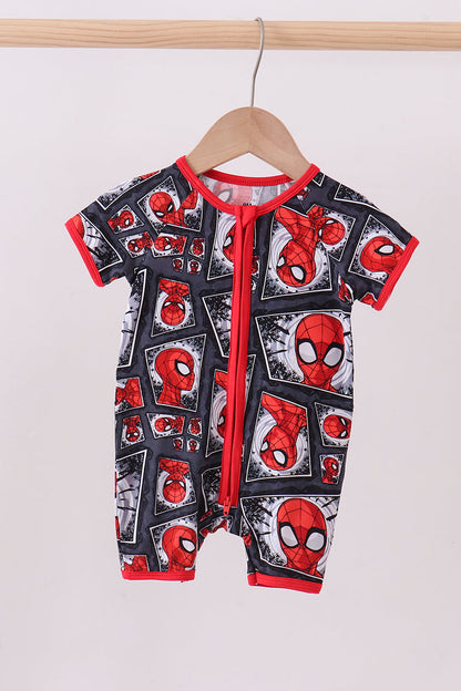 Red character bamboo romper