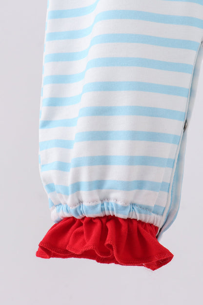 Blue stripe sports trio applique romper