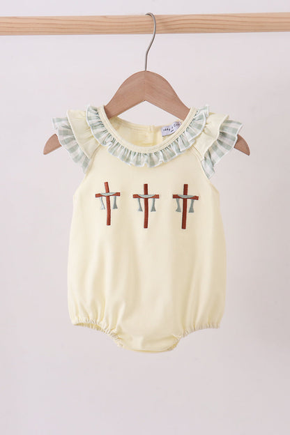 Green cross embroidery ruffle bubble