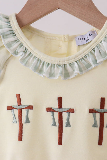 Green cross embroidery ruffle bubble