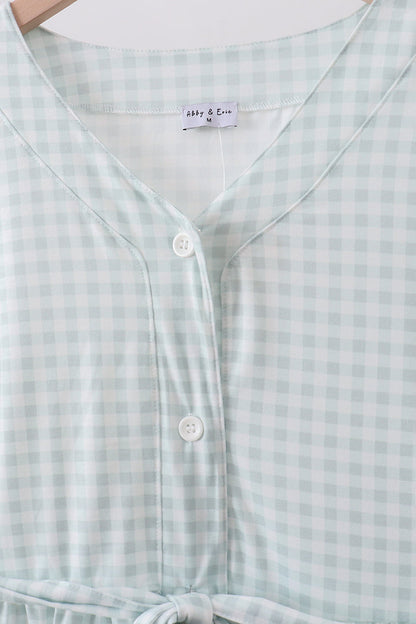 Sage gingham women dress