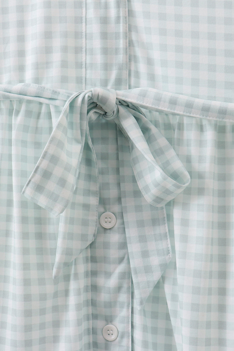 Sage gingham women dress