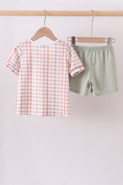 Lawb of god applique plaid shorts set