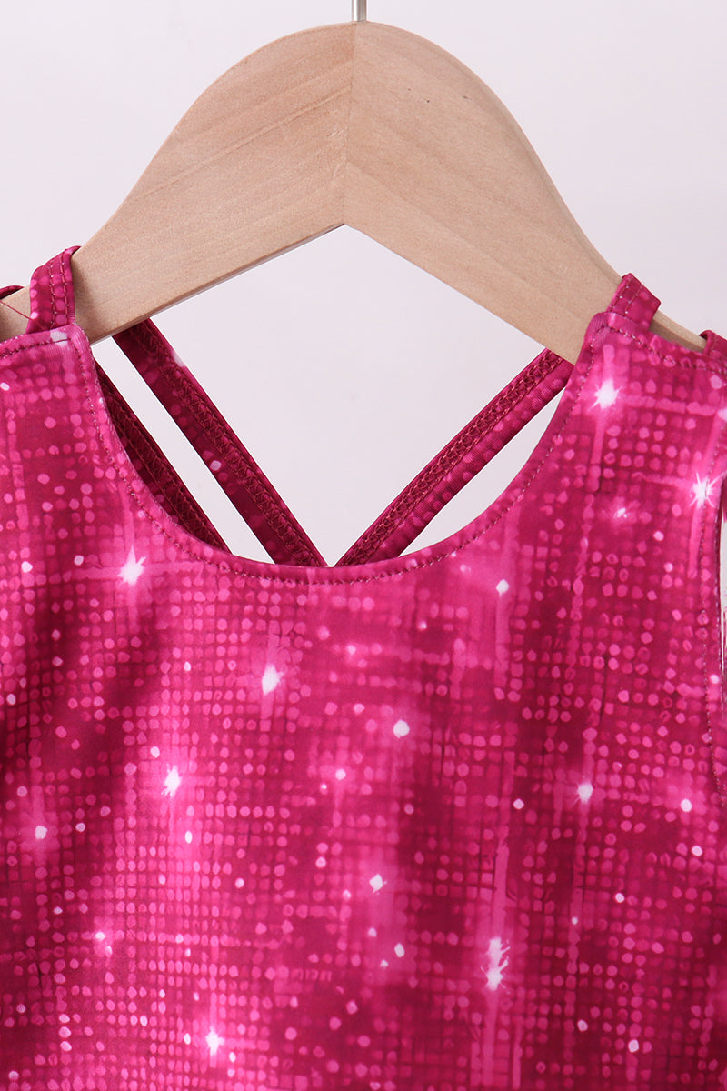 Wine red glitter skort set