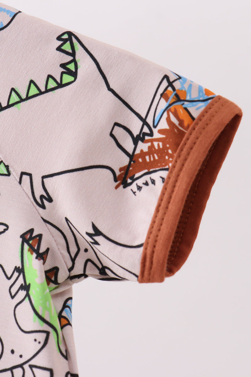 Dinosaur bamboo zipper romper