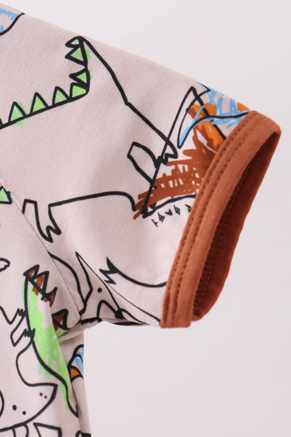 Dinosaur bamboo zipper romper