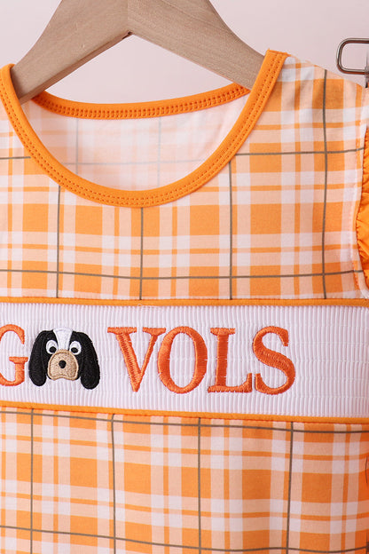 Tennessee Go vols smocked plaid ruffle shorts set