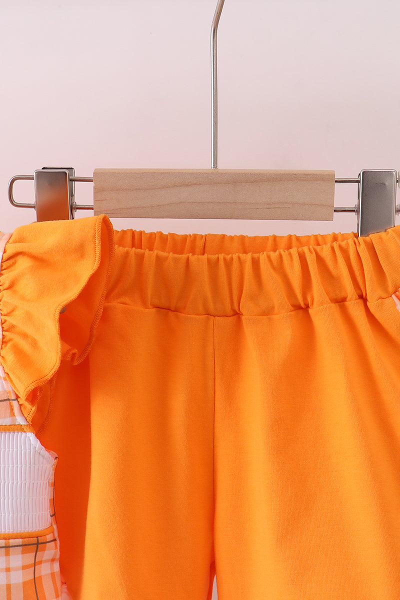 Tennessee Go vols smocked plaid ruffle shorts set