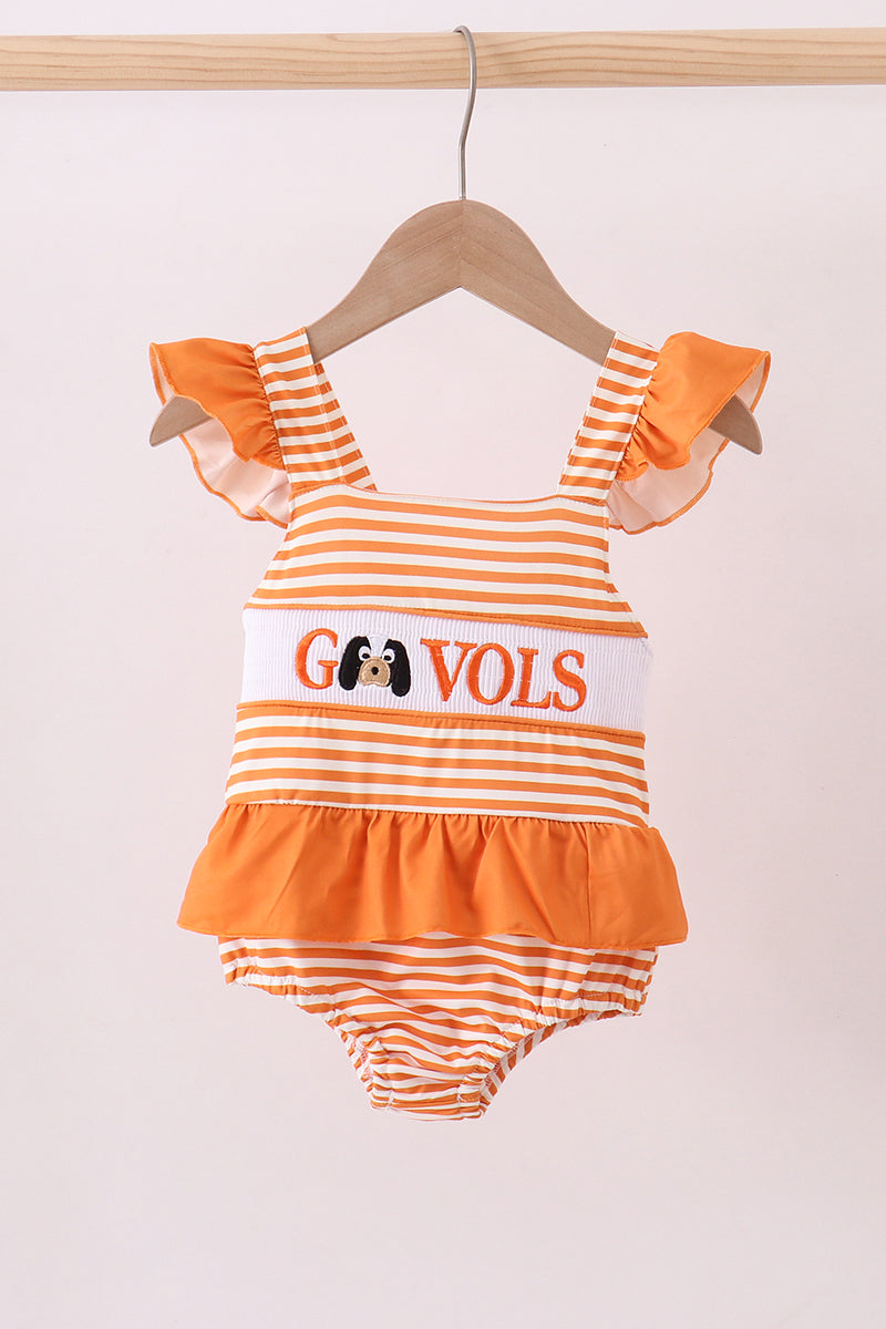 Tennessee Go vols smocked stripe swimsuit