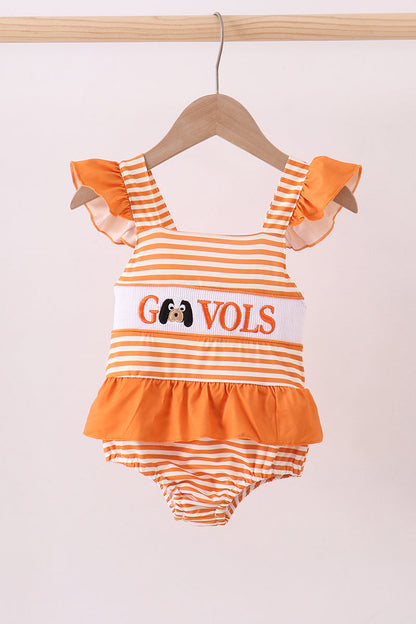 Tennessee Go vols smocked stripe swimsuit