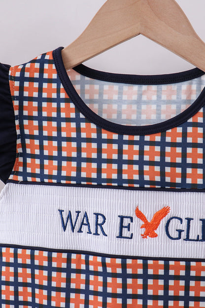 Auburn war eagle smocked ruffle short set