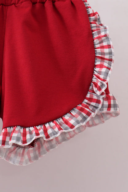 Alabama roll tide smocked ruffle plaid shorts set