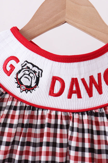 Georgia go dawgs embroidery plaid dress
