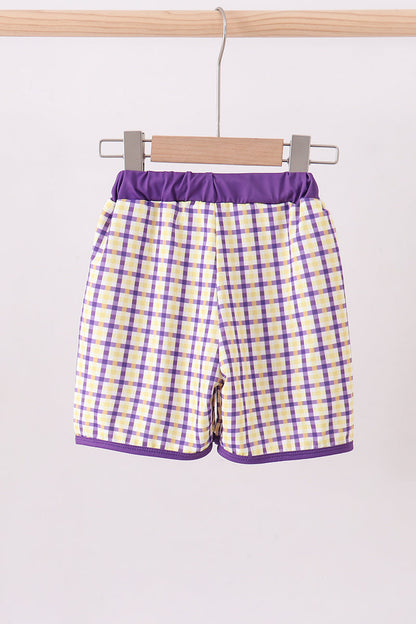 Purple LSU GEAUX embroidery trunks