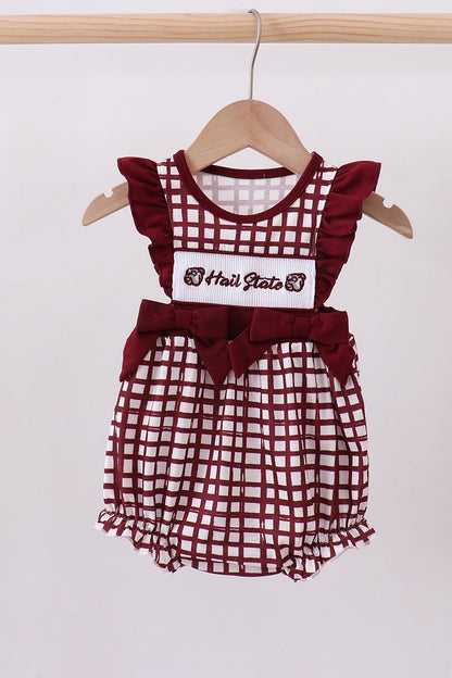 Mississippi Hail State smocked ruffle gingham bubble